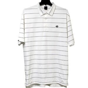 Dunning Golf Polo Shirt Mens XXL White Black Stripe Short Sleeve